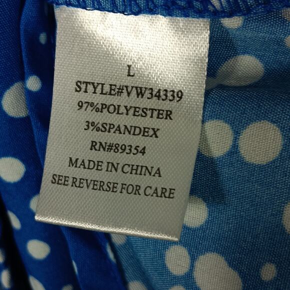 Adrienne Vittadini Blouse Size Large Blue & White Specks Button Down 3/4 Sleeve - Picture 8 of 10